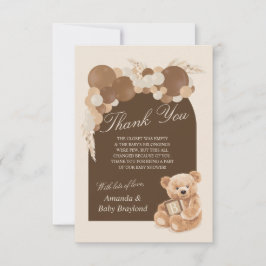 Cartões de agradecimentos De Urso De Teddy Castanh