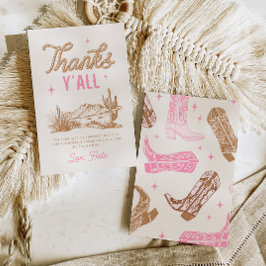 Cartões de agradecimentos de vaqueira rosa