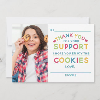 Cartões de agradecimentos de vendas de cookies