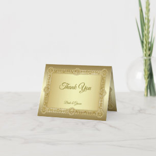 Cartões de agradecimentos decorativo Dourado