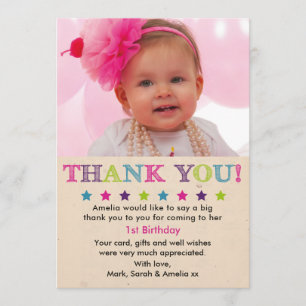 Cartões de agradecimentos do aniversário da meni