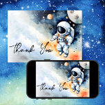Cartões de agradecimentos do astronauta externo<br><div class="desc">Descarregamento digital instantâneo de cartões de agradecimentos de astronauta de espaço externo editável para modelo,  bebê aquarela fofo em um traje espacial voando no espaço cartões de agradecimentos download</div>