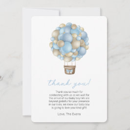 Cartões de agradecimentos do balão de ar quente az