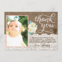 Cartões de agradecimentos do baptismo do pêssego e