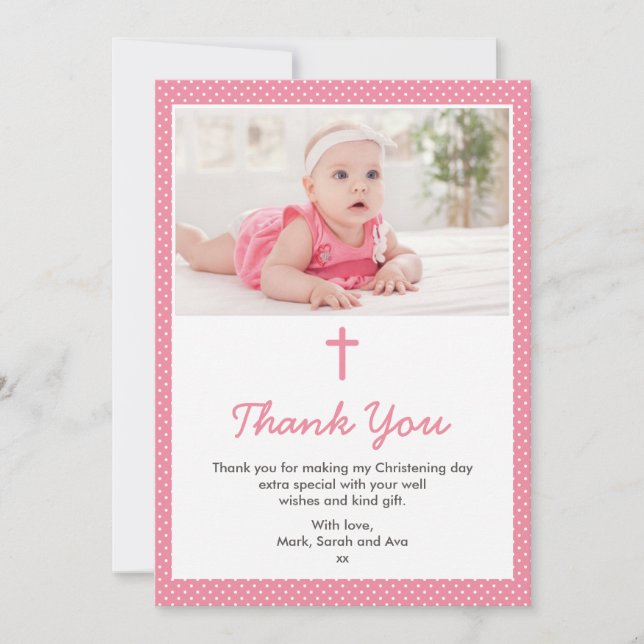 Cartões de agradecimentos do batismo/baptismo da (Frente)