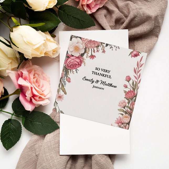 Cartões de agradecimentos do Buquê da Flor Rosa De (Criador carregado)