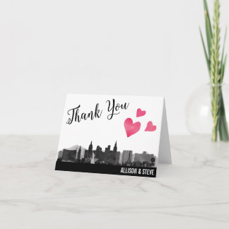 Cartões de agradecimentos do casamento da skyline