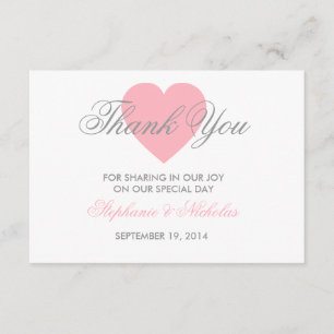 Cartões de agradecimentos do casamento do coraç