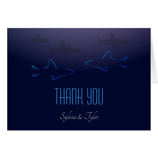 Cartões de agradecimentos do casamento do tubarão (Frente horizontal)