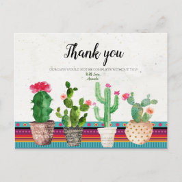 Cartões de agradecimentos do Chá Casal Cactus