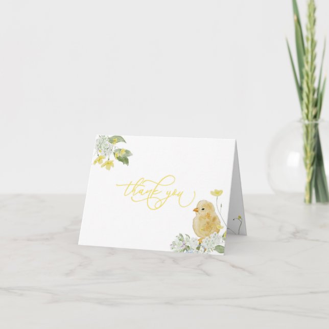 Cartões de agradecimentos do Chá de fraldas amarel (Frente)