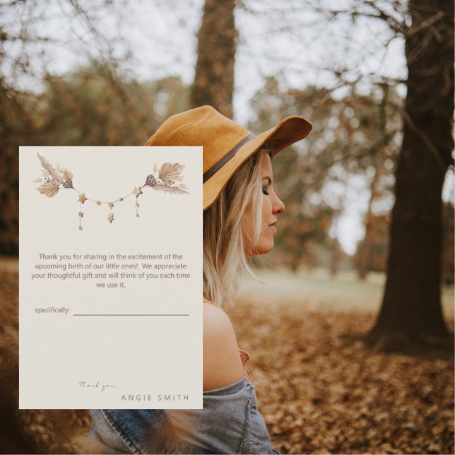 Cartões de agradecimentos do Chá de fraldas Boho (Criador carregado)