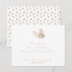 Cartões de agradecimentos do Chá de fraldas Boho -