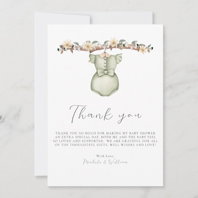 Cartões de agradecimentos do Chá de fraldas da rou (Frente)