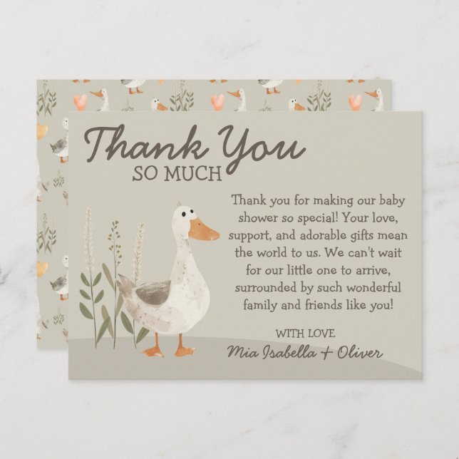 Cartões de agradecimentos do Chá de fraldas de Gan (Frente/Verso)