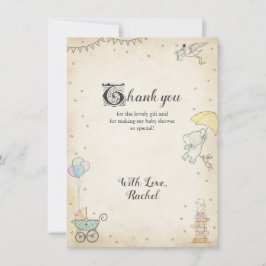 Cartões de agradecimentos do chá de fraldas do