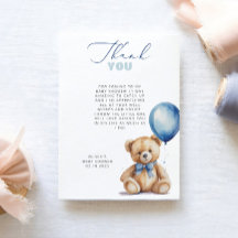 Cartões de agradecimentos do Chá de fraldas do Bal