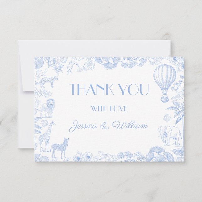 Cartões de agradecimentos do Chá de fraldas Safari (Frente)