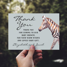 Cartões de agradecimentos do Chá de fraldas Zebra 