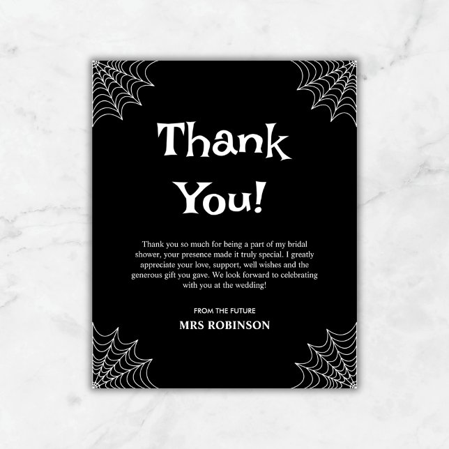 Cartões de agradecimentos do Chá de panela Black H (Black She Found Her Boo Halloween Bridal Shower Thank You Card )