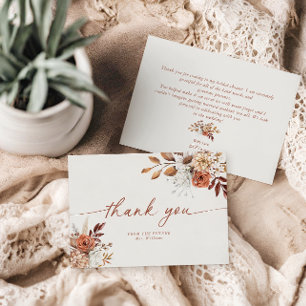 Cartões de agradecimentos do Chá de panela Boho Te