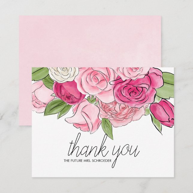 Cartões de agradecimentos do Chá de panela de Rosa (Frente/Verso)