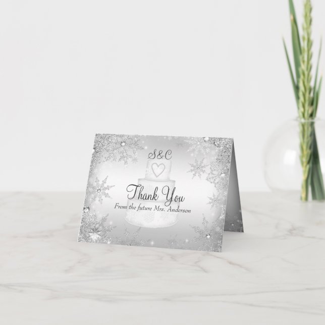 Cartões de agradecimentos do chá de panela do bolo (Frente)