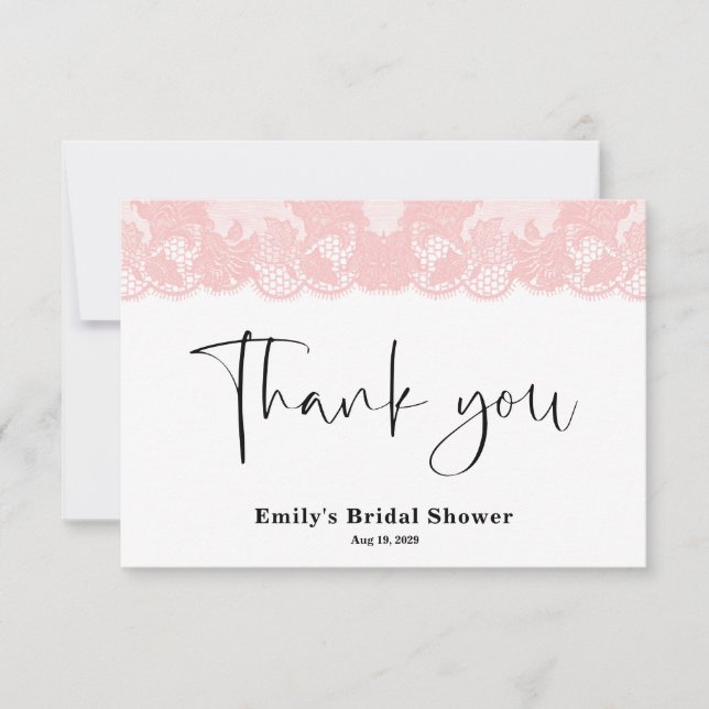 Cartões de agradecimentos do Chá de panela rosa (Frente)