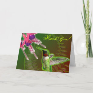 Cartões de agradecimentos do colibri e do fúcsia