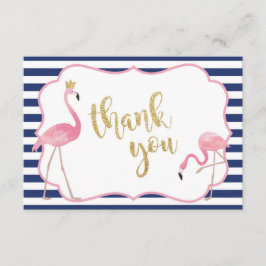 Cartões de agradecimentos do flamingo da listra do