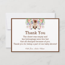 Cartões de agradecimentos do Partido Chá de fralda