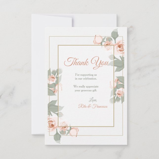 Cartões de agradecimentos do quadro do rosa do (Frente)