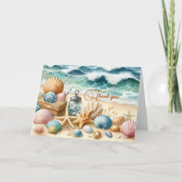 Cartões de agradecimentos dobrado à beira-mar