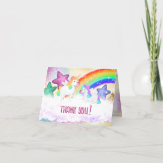Cartões de agradecimentos Dobrado Cute Rainbow Uni