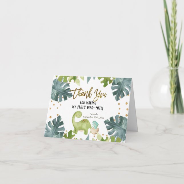Cartões de agradecimentos Dobrado de Dinossauro Ve (Frente)