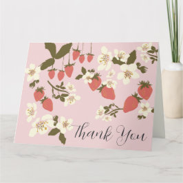 Cartões de agradecimentos Dobrado de Morango Rosa
