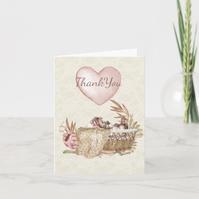 Cartões de agradecimentos Dobrado do Chá de fralda (Frente)