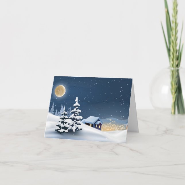 Cartões de agradecimentos dobrado "nevando na vila (Frente)