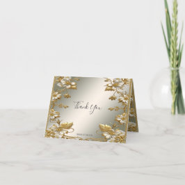 Cartões de agradecimentos Dourado branco Floral