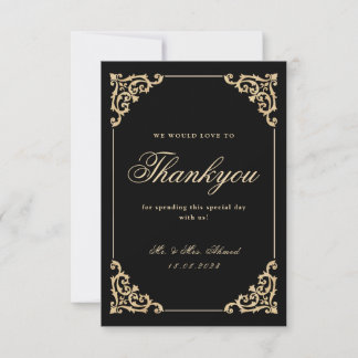 Cartões de agradecimentos Dourado de Casamento Neg