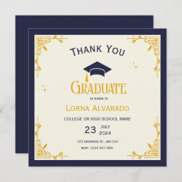 Cartões de agradecimentos Dourado de Graduação da