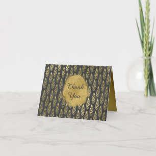 Cartões de agradecimentos Dourado de penas na moda