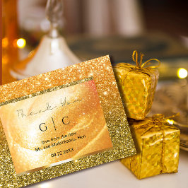 Cartões de agradecimentos Dourado elegante | Glitt