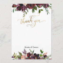 Cartões de agradecimentos Dourado Floral  Floral V