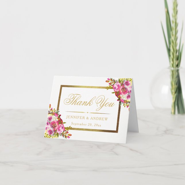 Cartões de agradecimentos Dourados chiques (Frente)