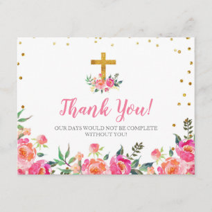 Cartões de agradecimentos Dourados cor-de-rosa