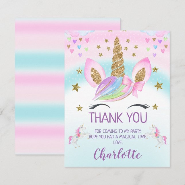 Cartões de agradecimentos Dourados do aniversário (Frente/Verso)