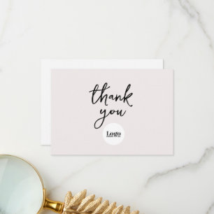 Cartões de agradecimentos Ecru de logotipo de empr