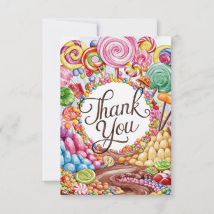 Cartões de agradecimentos editável Boho Candyland