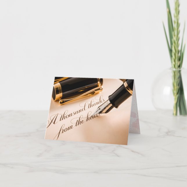 Cartões de agradecimentos Elegante de Caligrafia D (Frente)